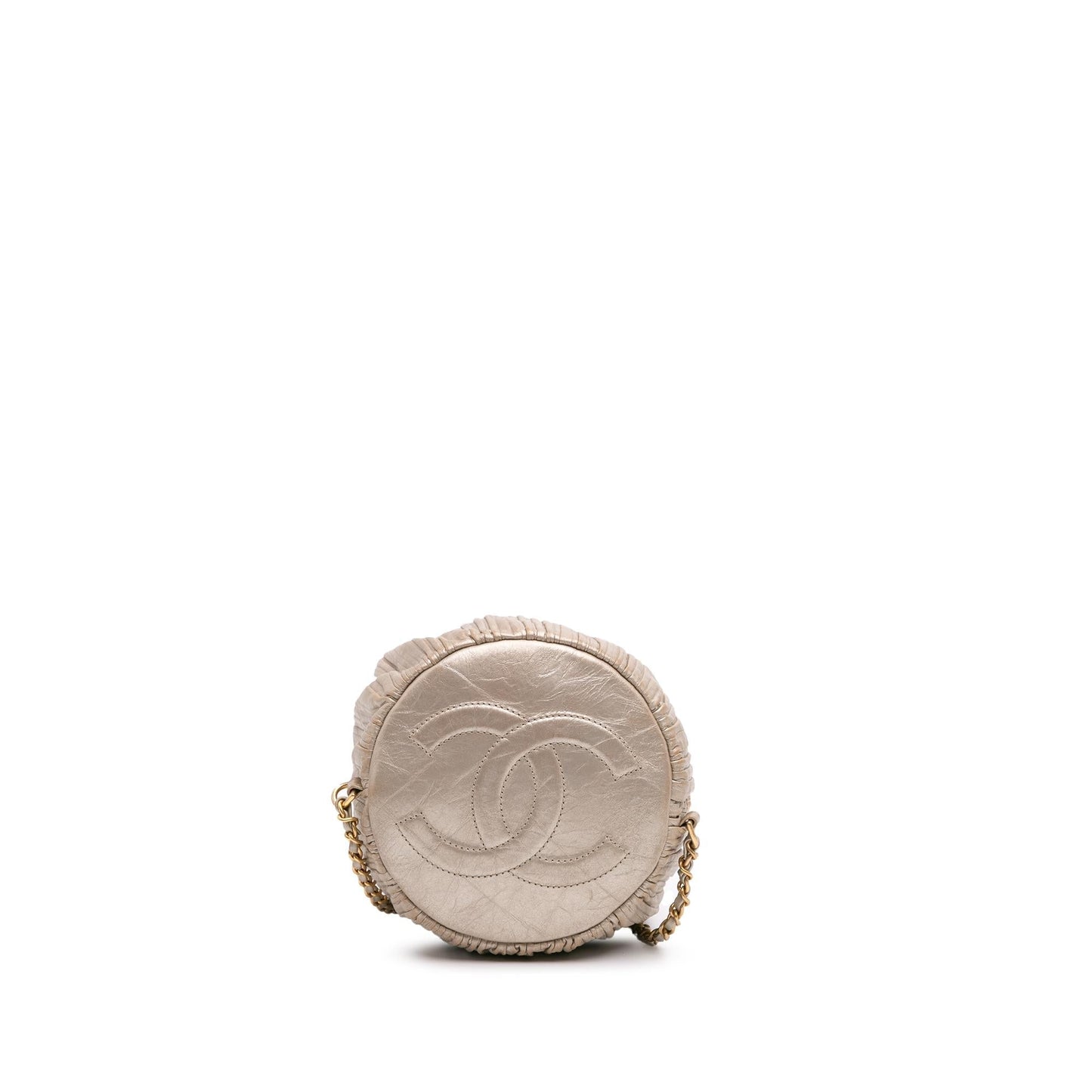 Chanel Small Metallic Calfskin Coco Pleats Drawstring Backpack