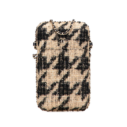 Chanel Tweed Chain Around Phone Holder