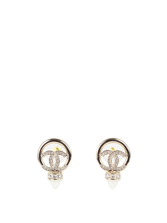 Chanel 22 Gold CC Circle Pearl Earrings