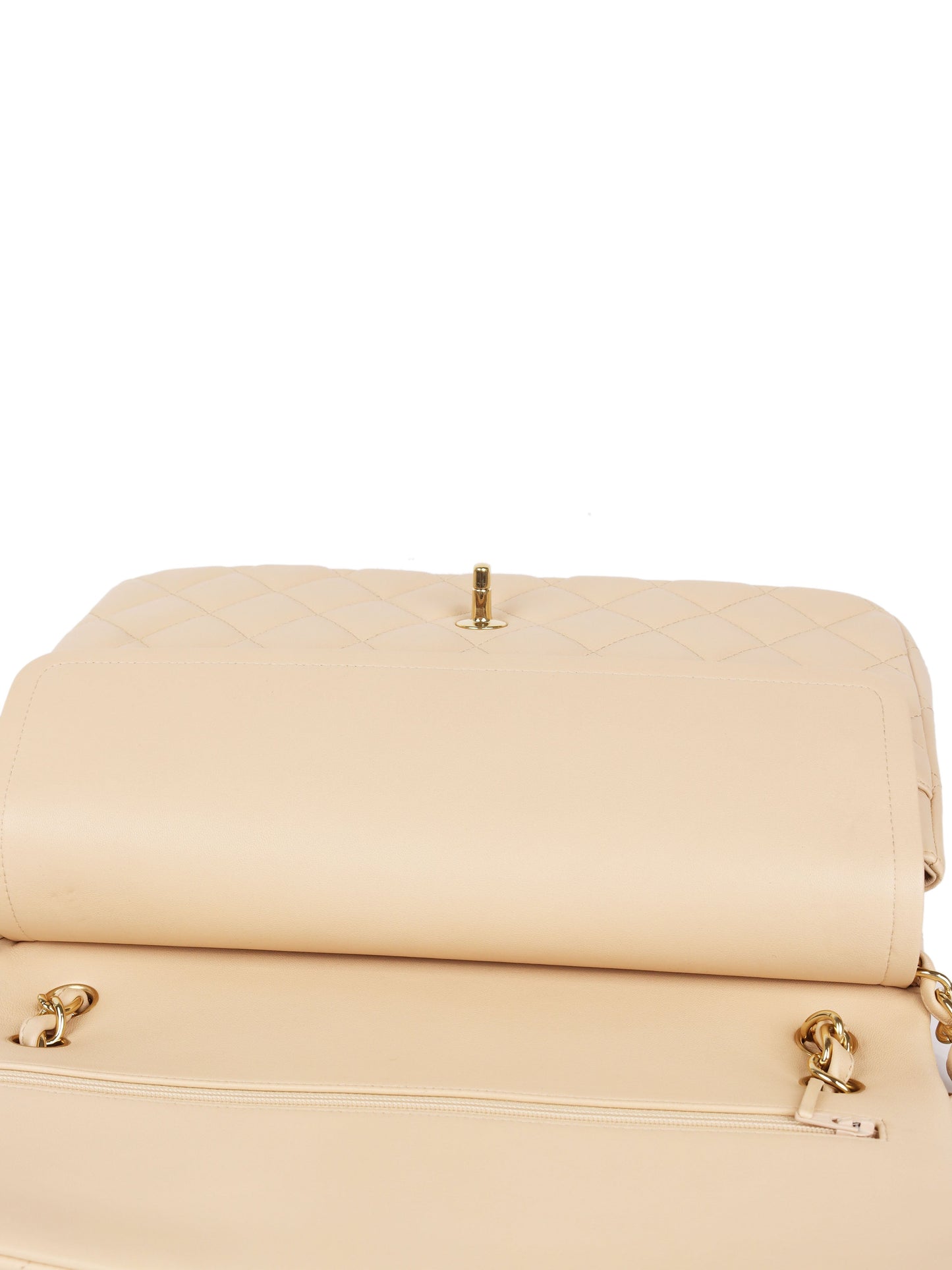 Chanel Beige Lambskin Jumbo Classic Flap GHW