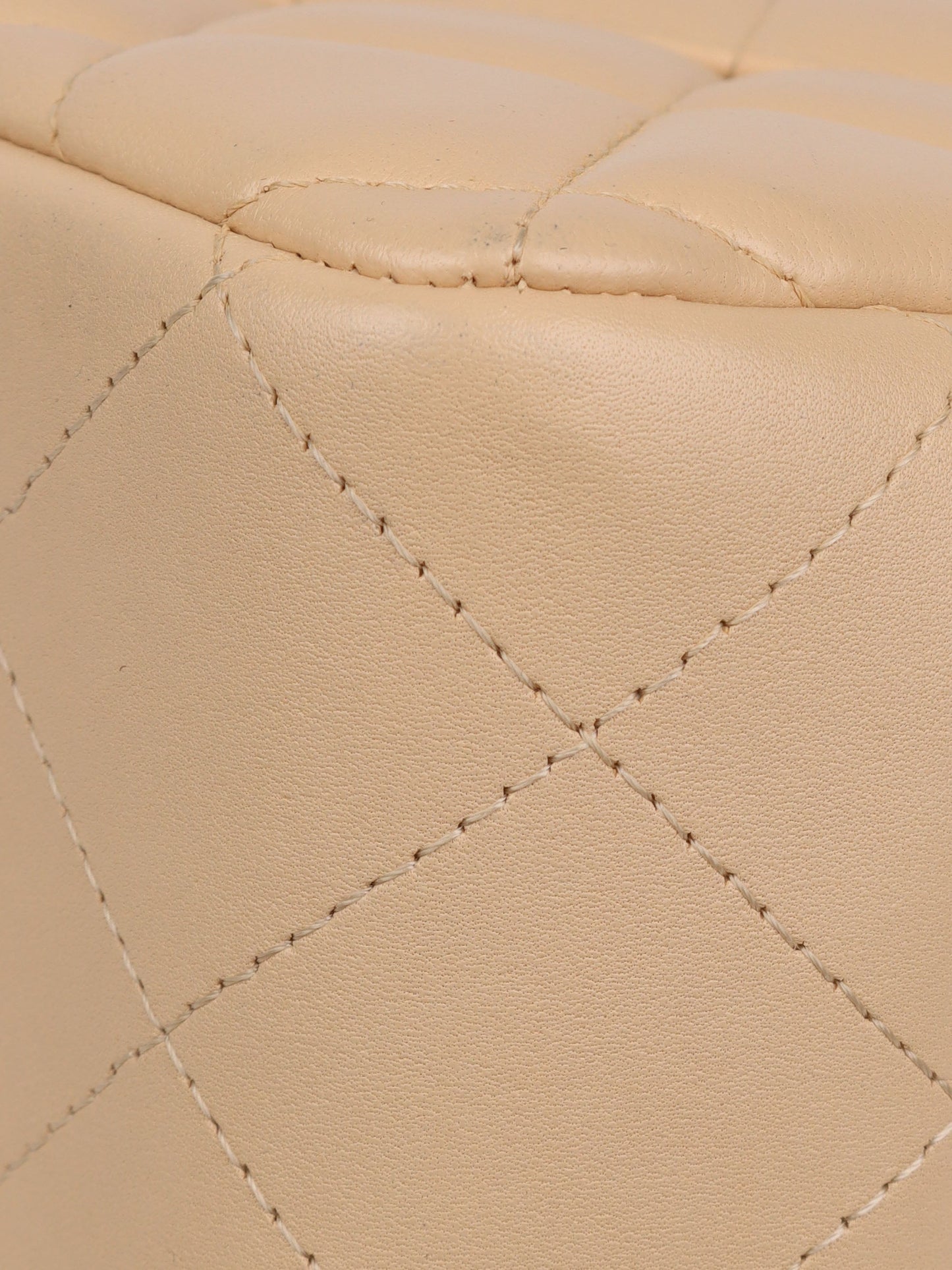 Chanel Beige Lambskin Jumbo Classic Flap GHW