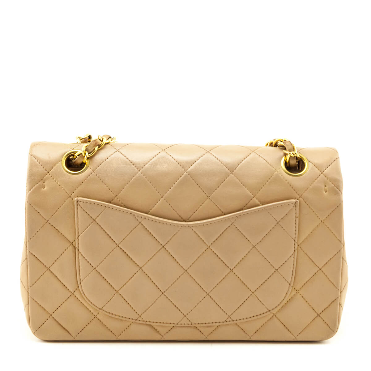 Chanel Beige Lambskin Quilted Medium Double Flap Bag