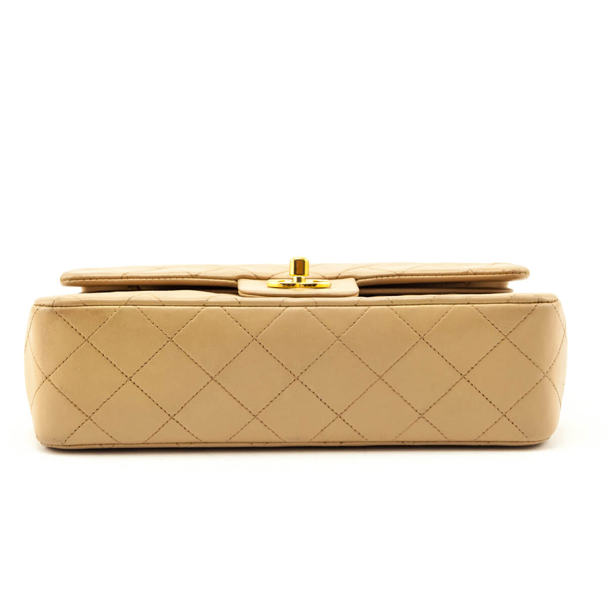 Chanel Beige Lambskin Quilted Medium Double Flap Bag
