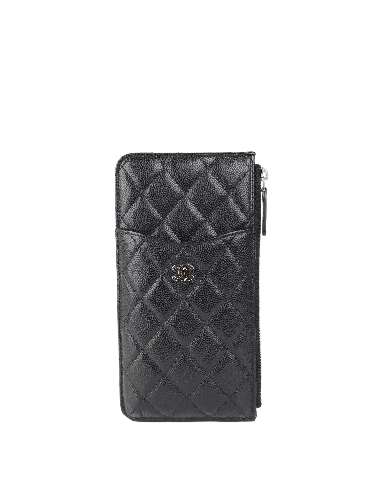 Chanel Black Caviar Long Cardholder SHW