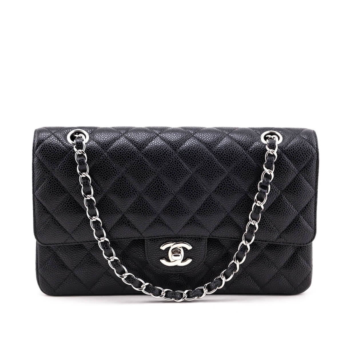 Chanel Black Quilted Caviar Medium Classic Double Flap Bag
