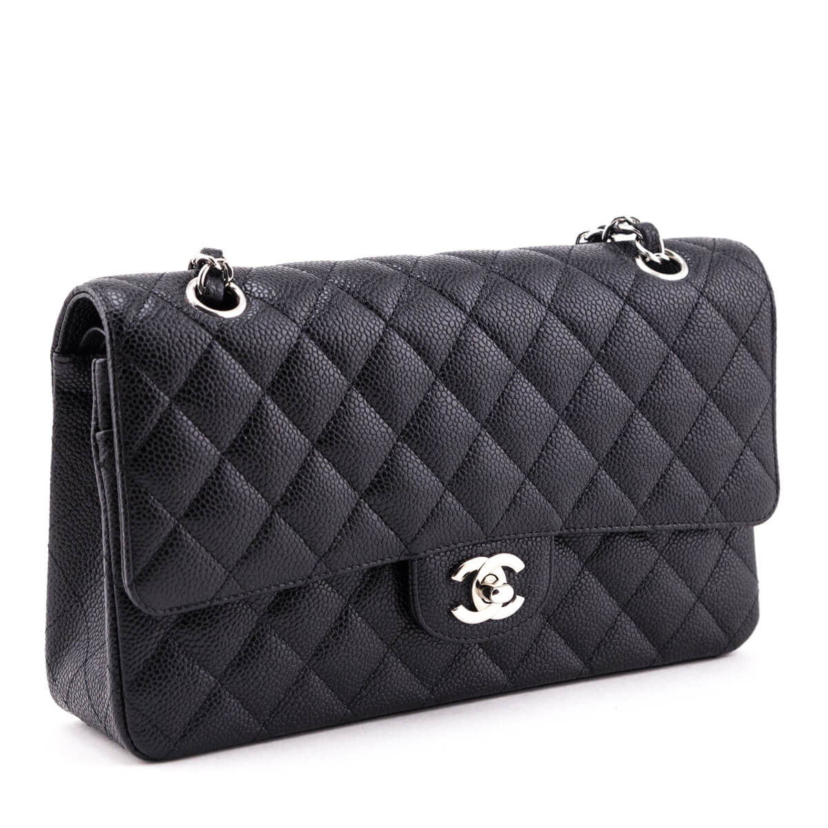 Chanel Black Quilted Caviar Medium Classic Double Flap Bag