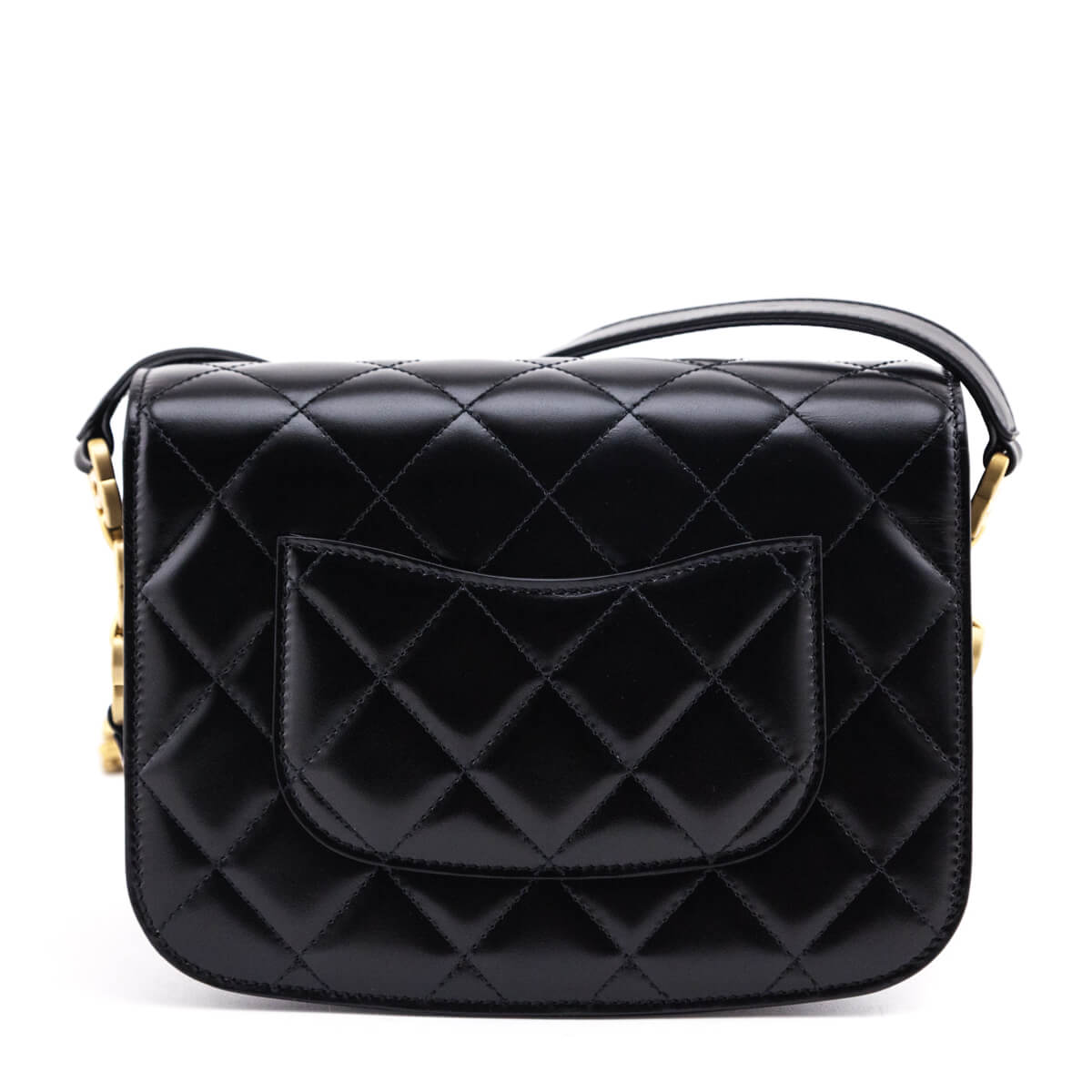 Chanel Black Quilted Shiny Calfskin & Suede Mini Messenger Bag