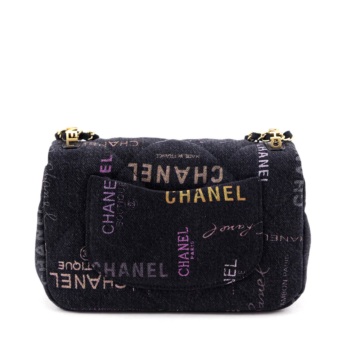 Chanel Black Quilted Small Denim Mood Rectangular Flap Bag