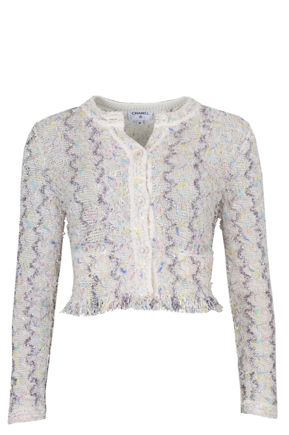 CHANEL Knit Cardigan Ivory Multicolor