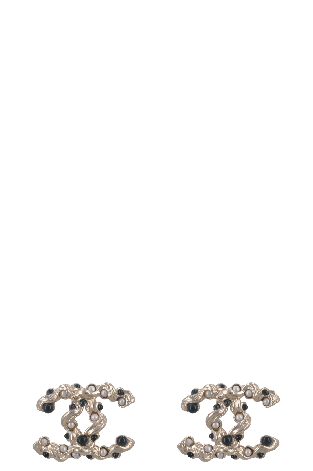 Chanel 2018 Braided Pearl CC Earrings Champagne