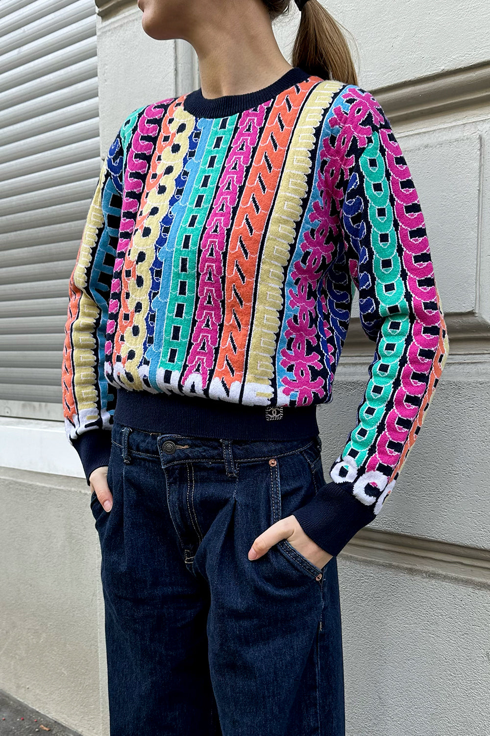 CHANEL 2021 Rainbow Logo Knit Multicolor