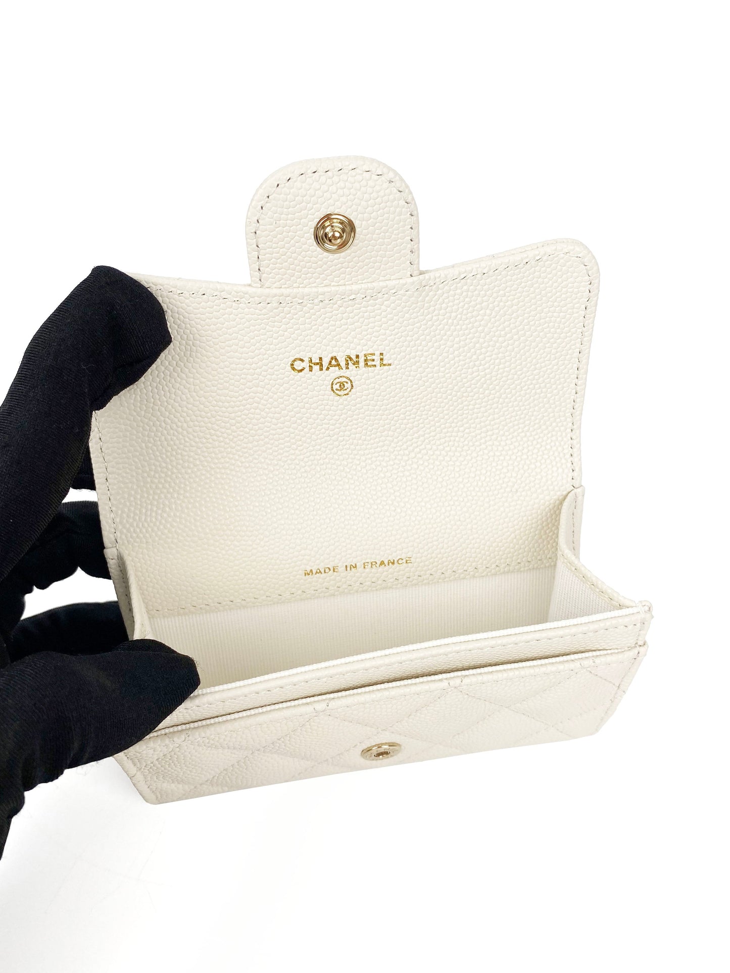 Chanel White Caviar Cardholder