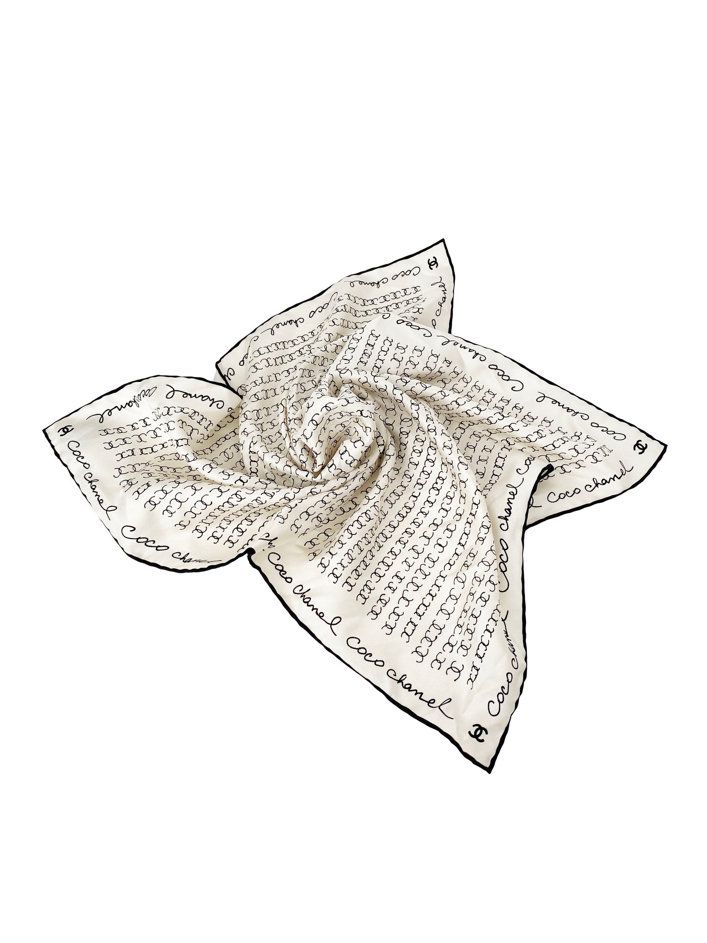 Chanel White & Black Scrunchie & Headscarf