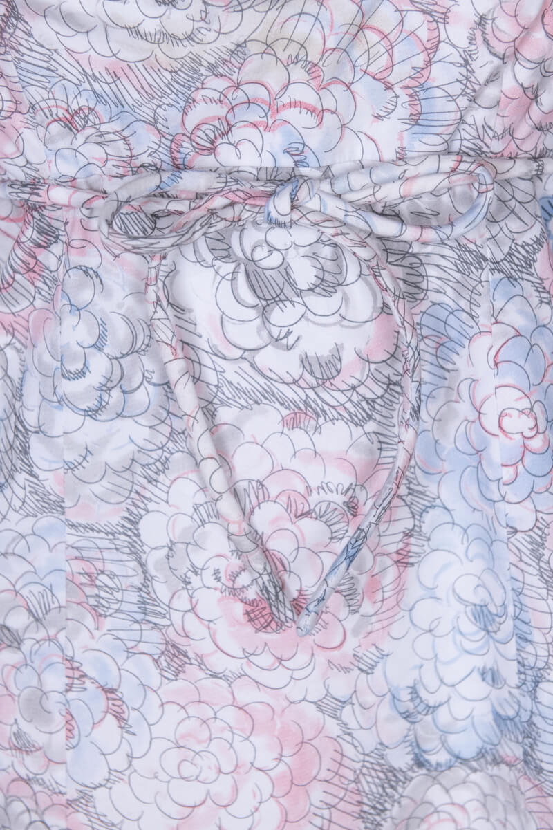 Chanel Pastel Blue, Pink, and White Floral Cotton Sleeveless Dress Size M