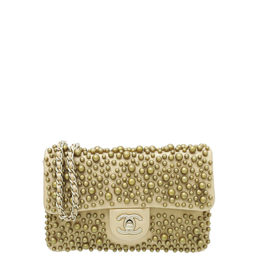 Chanel Metallic Gold Paris-Dubai Pearly Flap Wallet on Chain