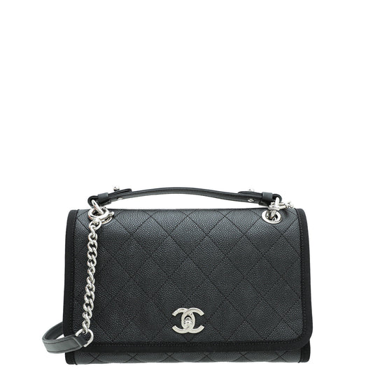 Chanel Black CC Top Handle Flap Bag