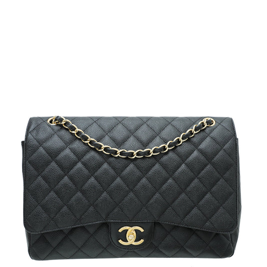 Chanel Black CC Classic Double Flap Maxi Bag