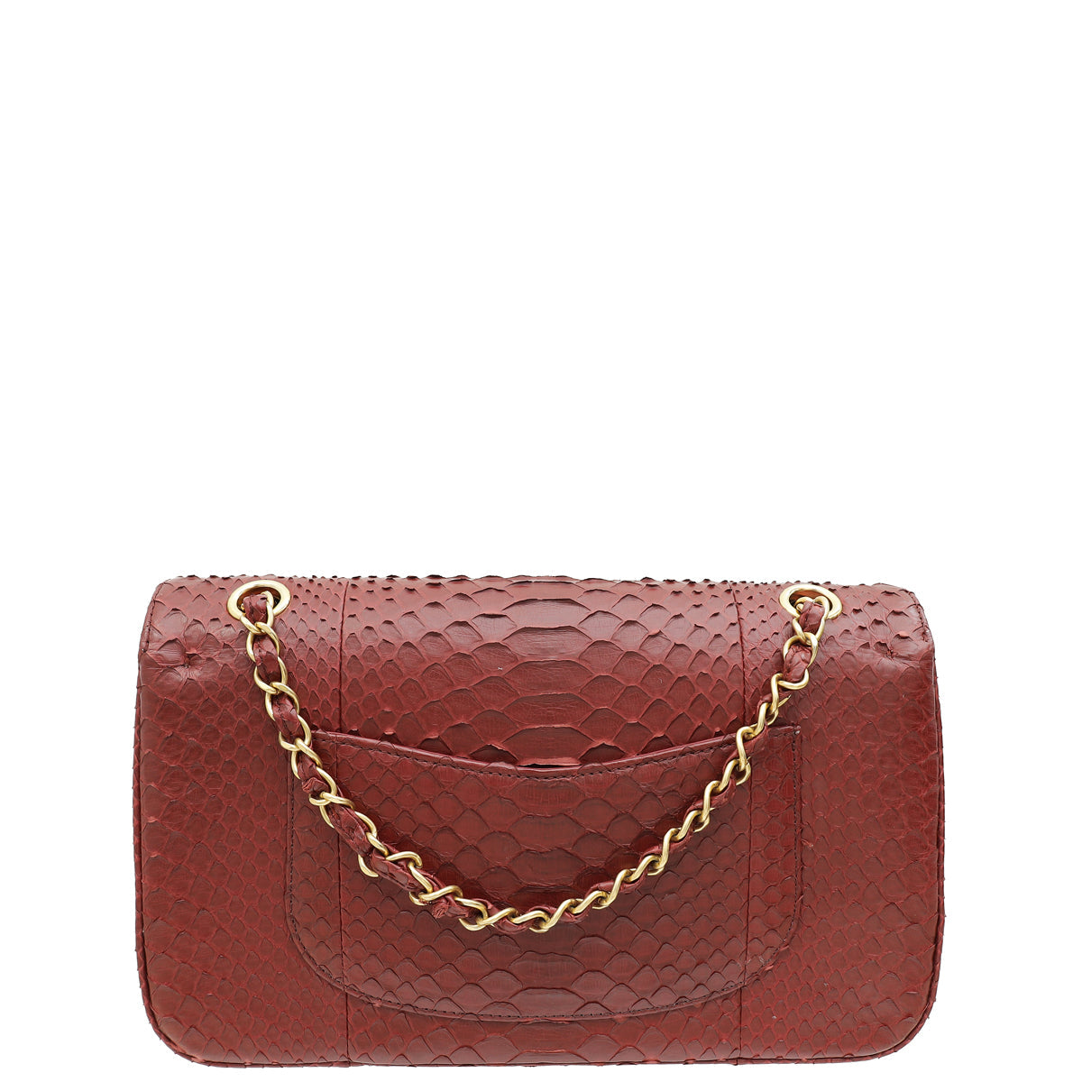 Chanel Burgundy Python CC Classic Double Flap Medium Bag