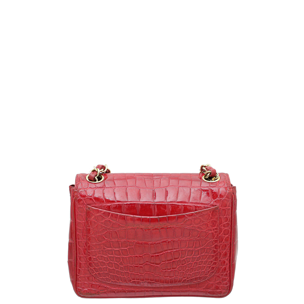 Chanel Red Crocodile   CC Classic Mini Square Bag