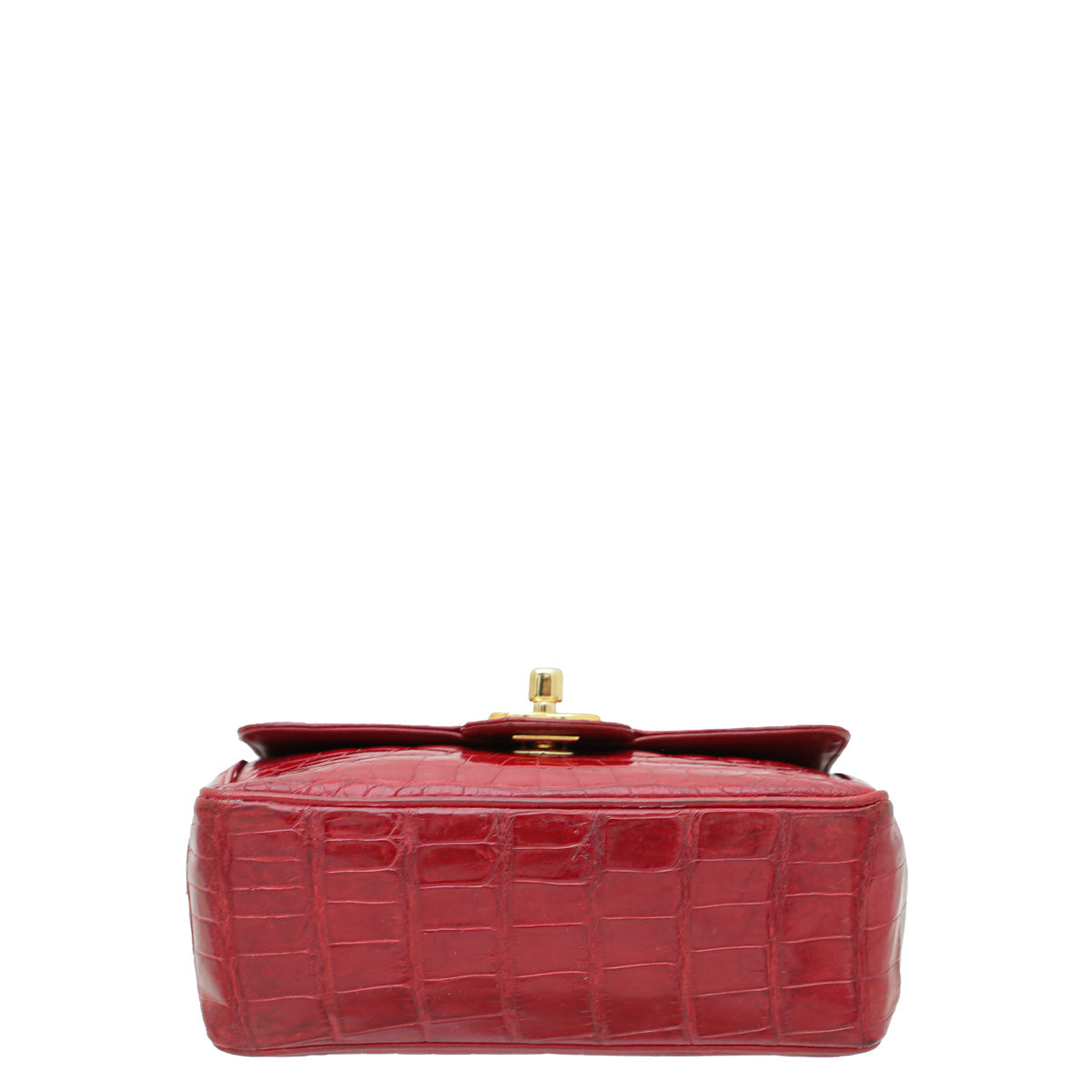 Chanel Red Crocodile   CC Classic Mini Square Bag