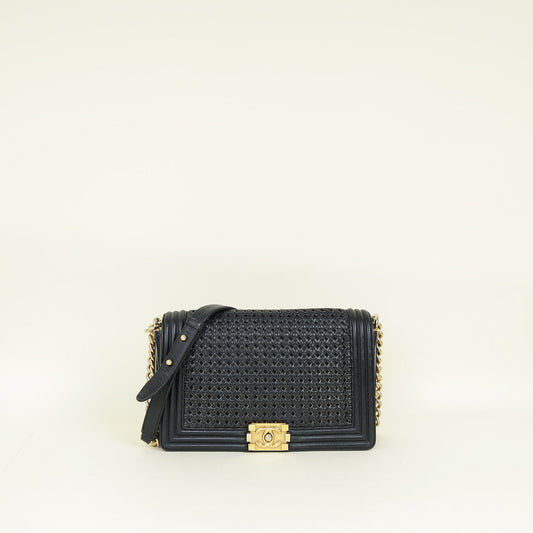 Chanel Black Braided Le Boy Reverso Flap Large Bag