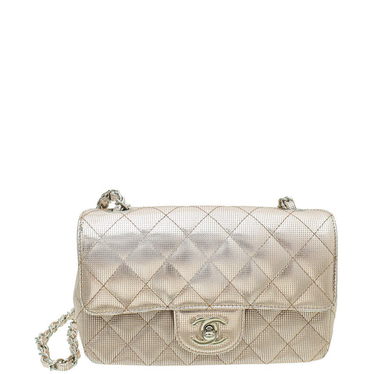 Chanel Metallic Pink CC Classic Pixel Effect Rectangular Mini Flap Bag