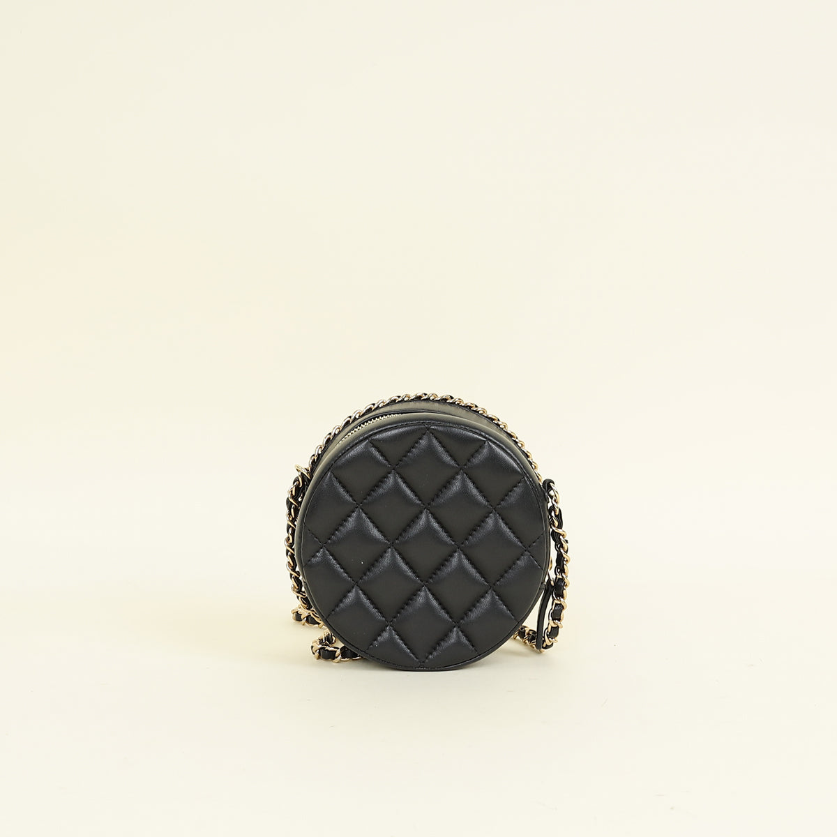 Chanel Black CC Chain Around Round Clutch Bag
