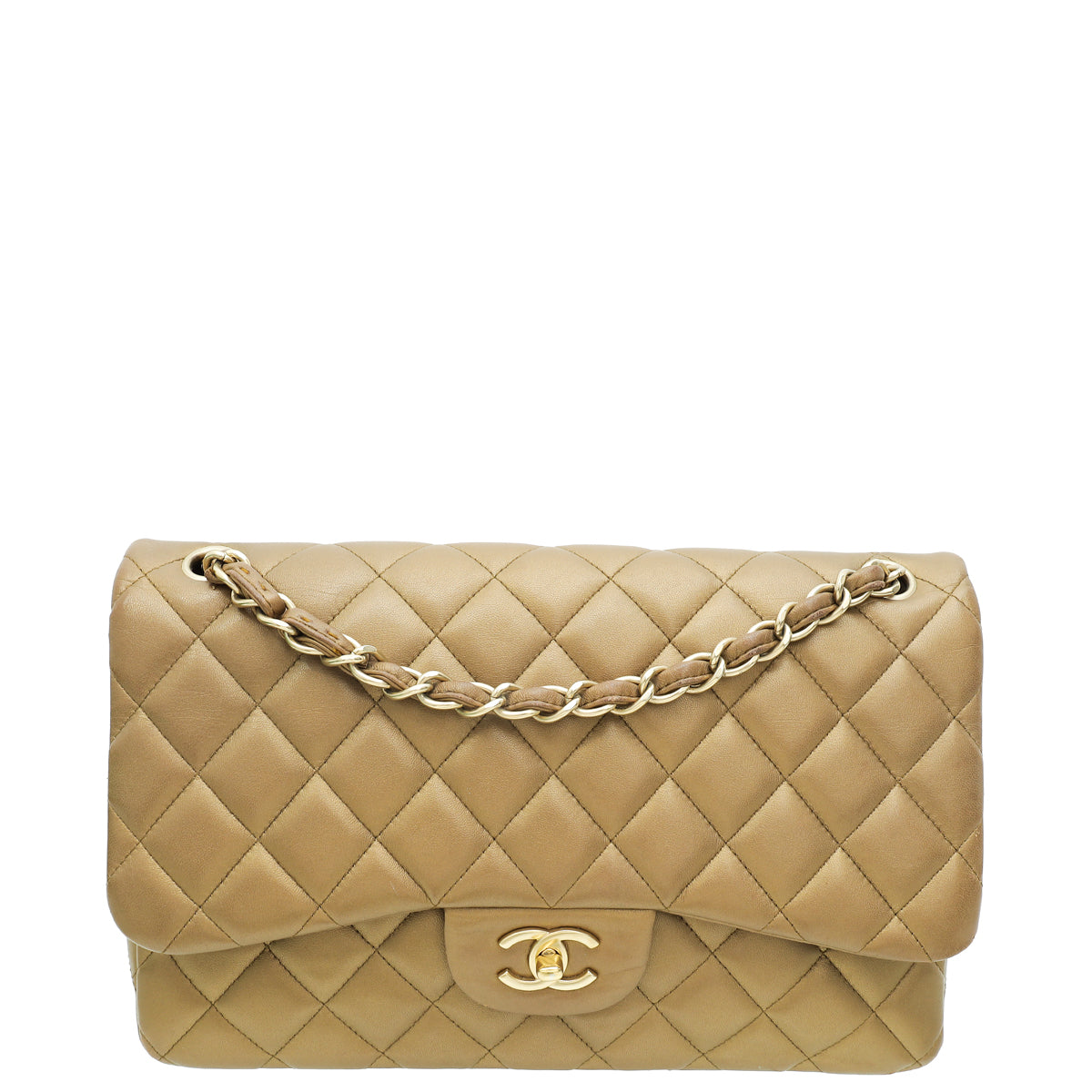 Chanel Metallic Bronze Classic Double Flap Jumbo Bag