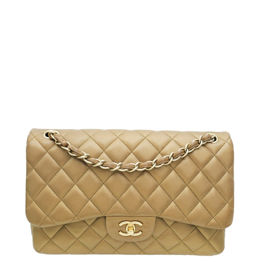 Chanel Metallic Bronze Classic Double Flap Jumbo Bag