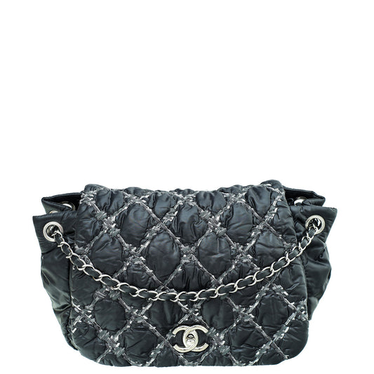 Chanel Black Nylon CC Ultra Stitches Bubble Accordion Medium Bag