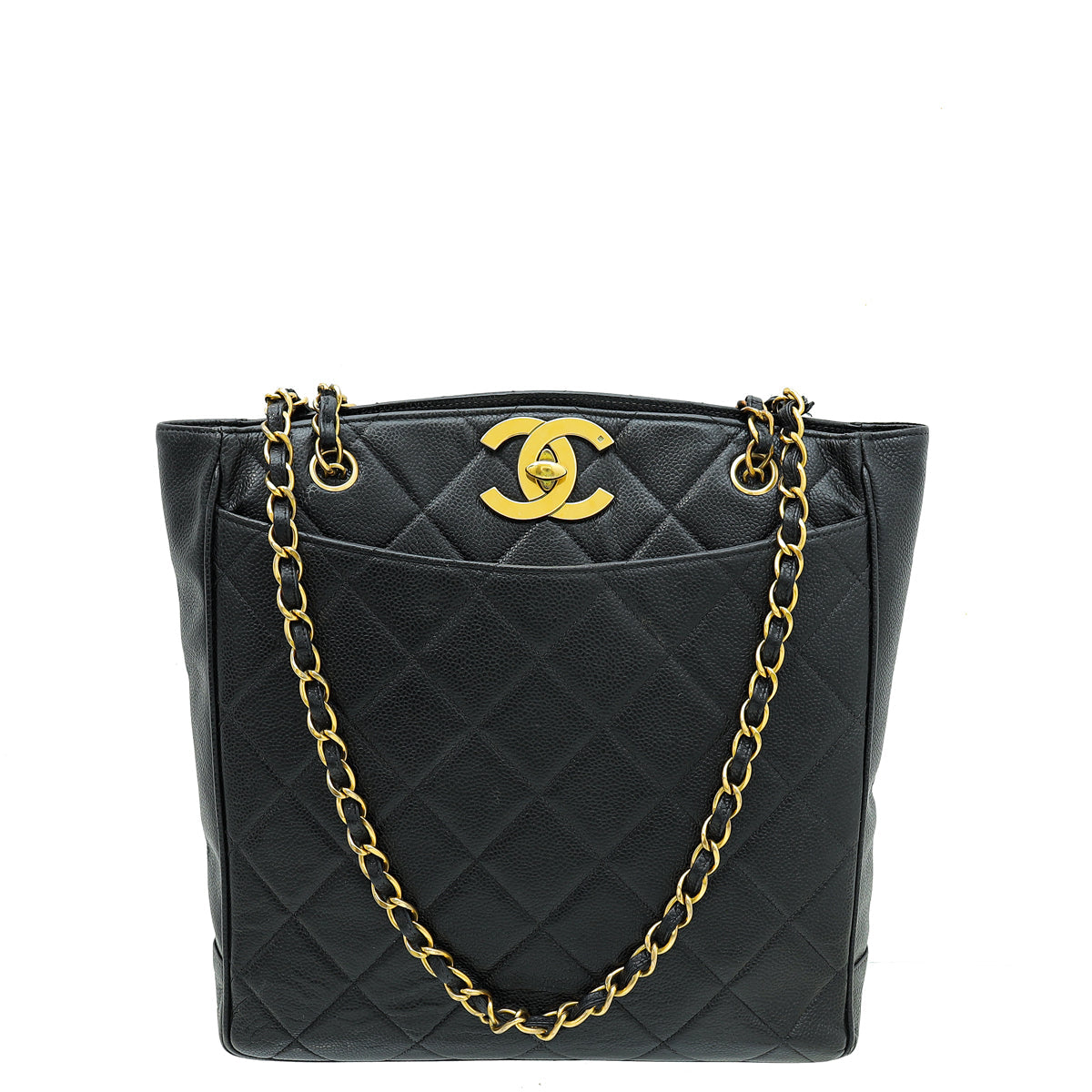 Chanel Black   CC Shopping Tote Bag