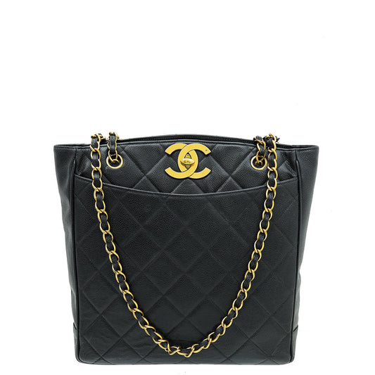 Chanel Black   CC Shopping Tote Bag