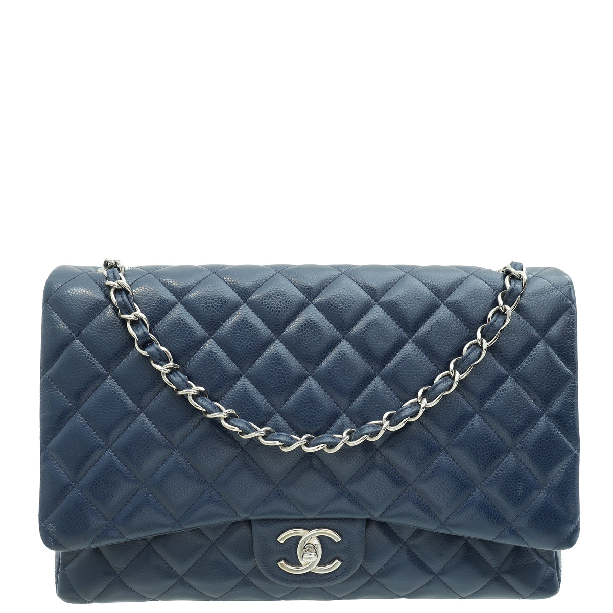 Chanel Blue Classic Double Flap Maxi Bag