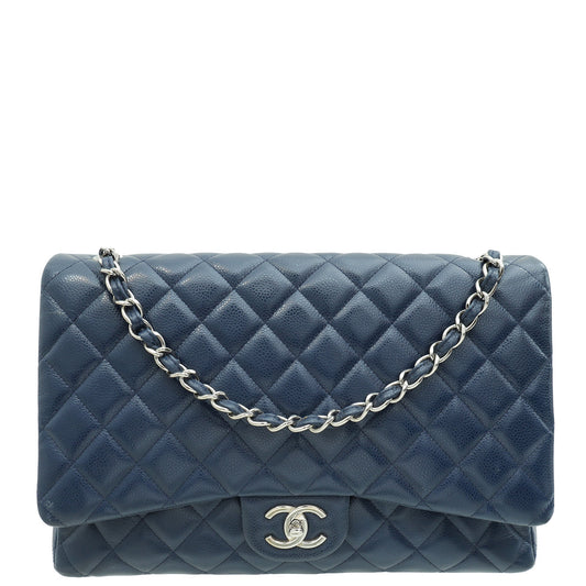 Chanel Blue Classic Double Flap Maxi Bag