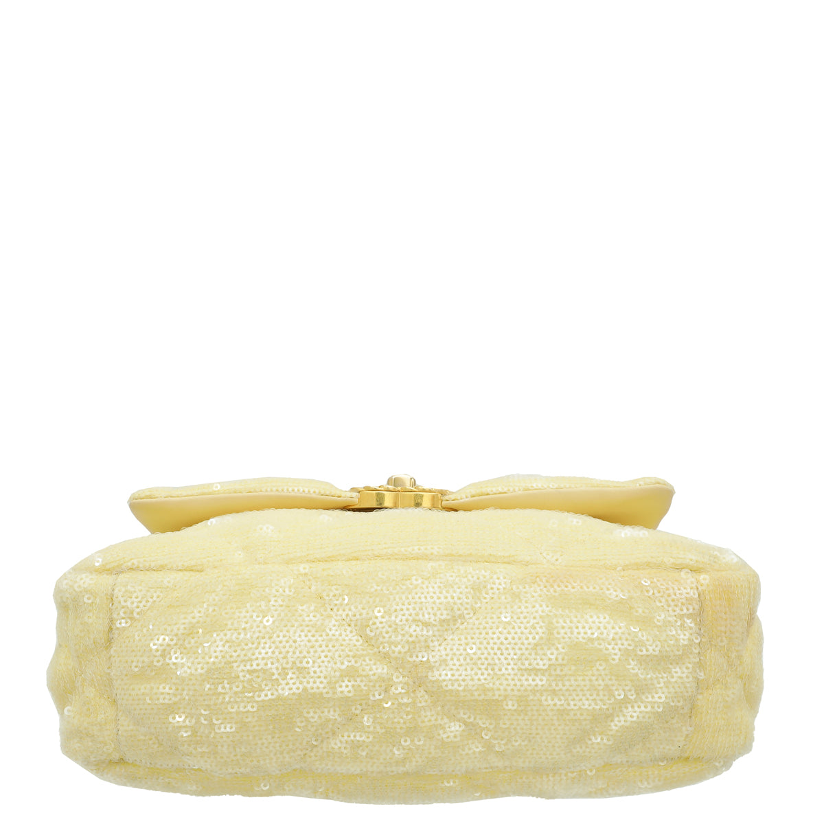 Chanel Light Yellow CC 19 Sequins Small Flap Bag
