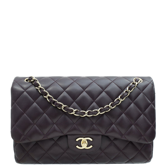 Chanel Dark Blum Classic Double Flap Jumbo Bag