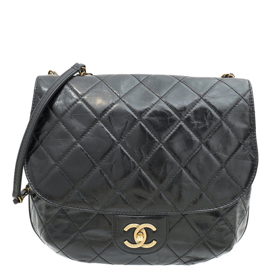 Chanel Black CC Bubble Large Messenger Flap Bag