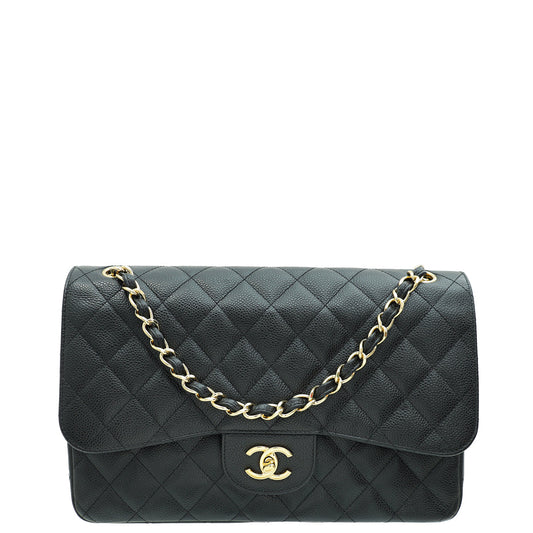 Chanel Black Classic Double Flap Jumbo Bag