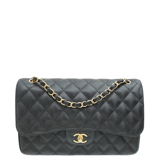 Chanel Black CC Classic Double Flap Jumbo Bag