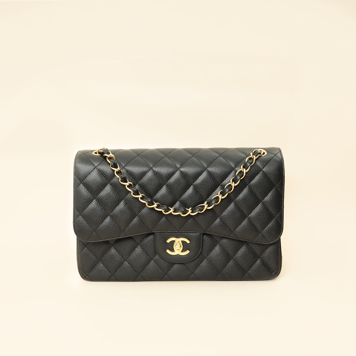 Chanel Black CC Classic Double Flap Jumbo Bag