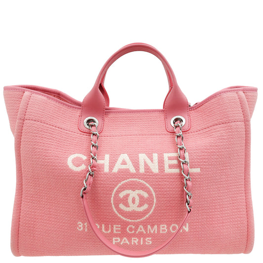 Chanel Pink Deauville Shopping Tote Bag