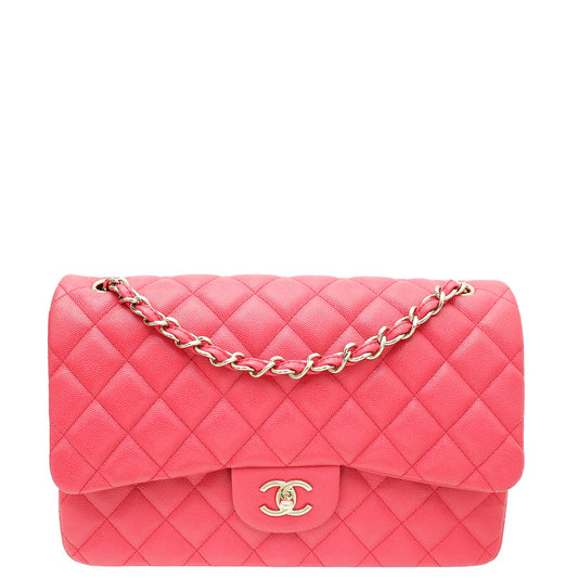 Chanel Pink CC Classic Double Flap Jumbo Bag