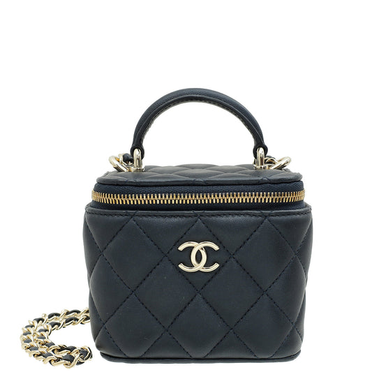 Chanel Dark Blue Mini Vanity Case Top Handle Bag