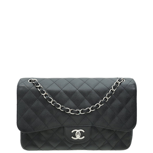 Chanel Black CC Classic Double Flap Jumbo Bag