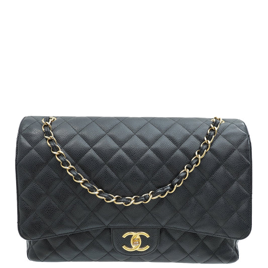 Chanel Black CC Classic Double Flap Maxi Bag