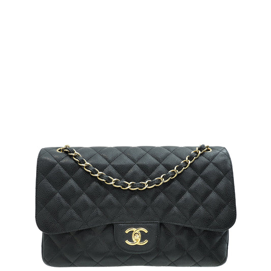 Chanel Black Classic Double Flap Jumbo Bag