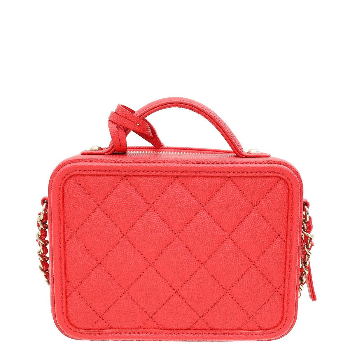 Chanel Red Filigree Small Vanity Case