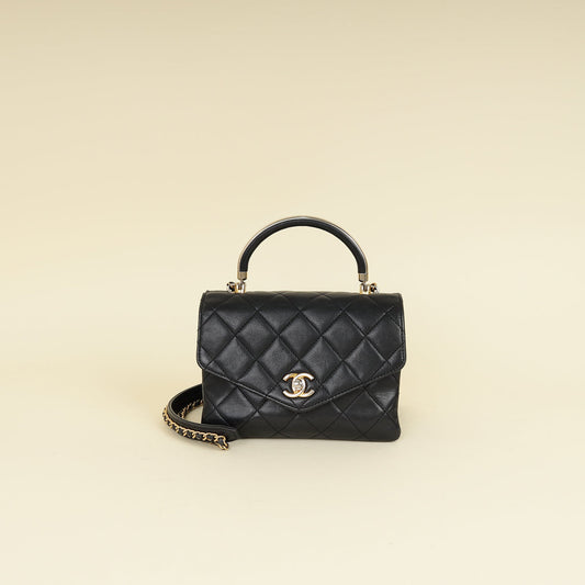 Chanel Black CC Top Handle Envelope Flap Bag