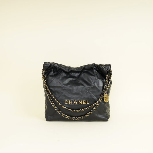 Chanel Black 22 Small Shiny Bag