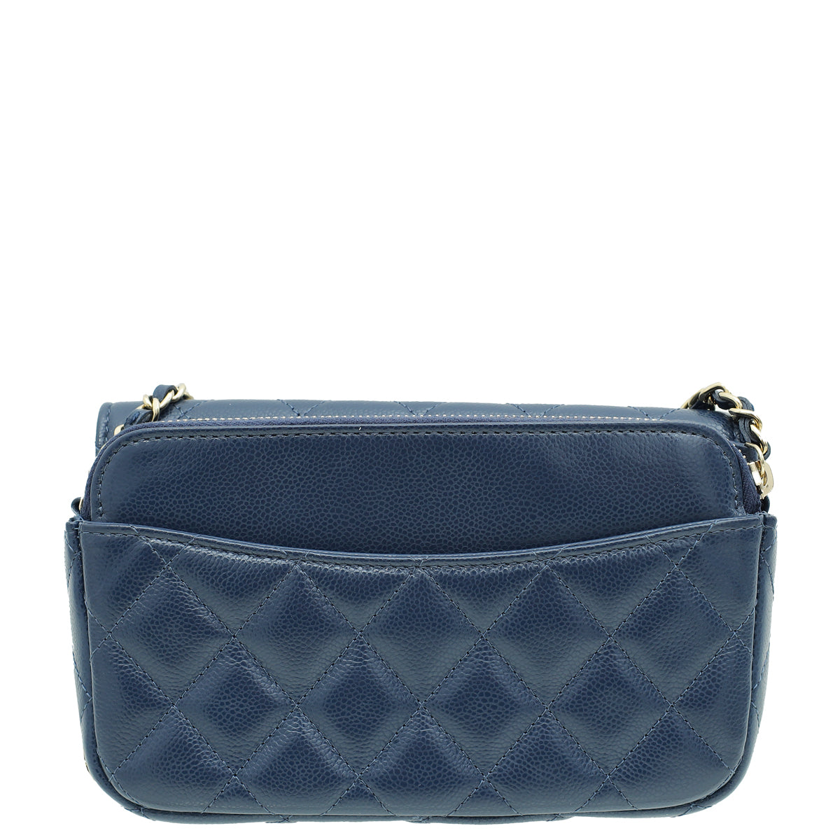 Chanel Navy Blue CC Flap Phone Holder With Chain